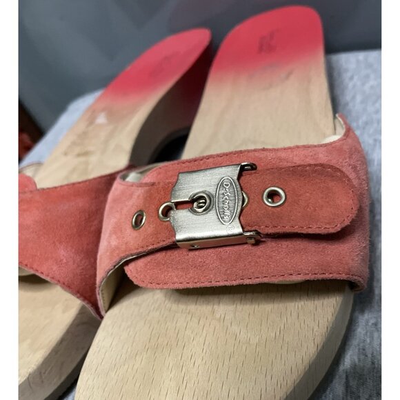 Dr Scholls Classic Original Collection Size 9 Wooden Sandals Red Ombré Leather - Picture 5 of 16